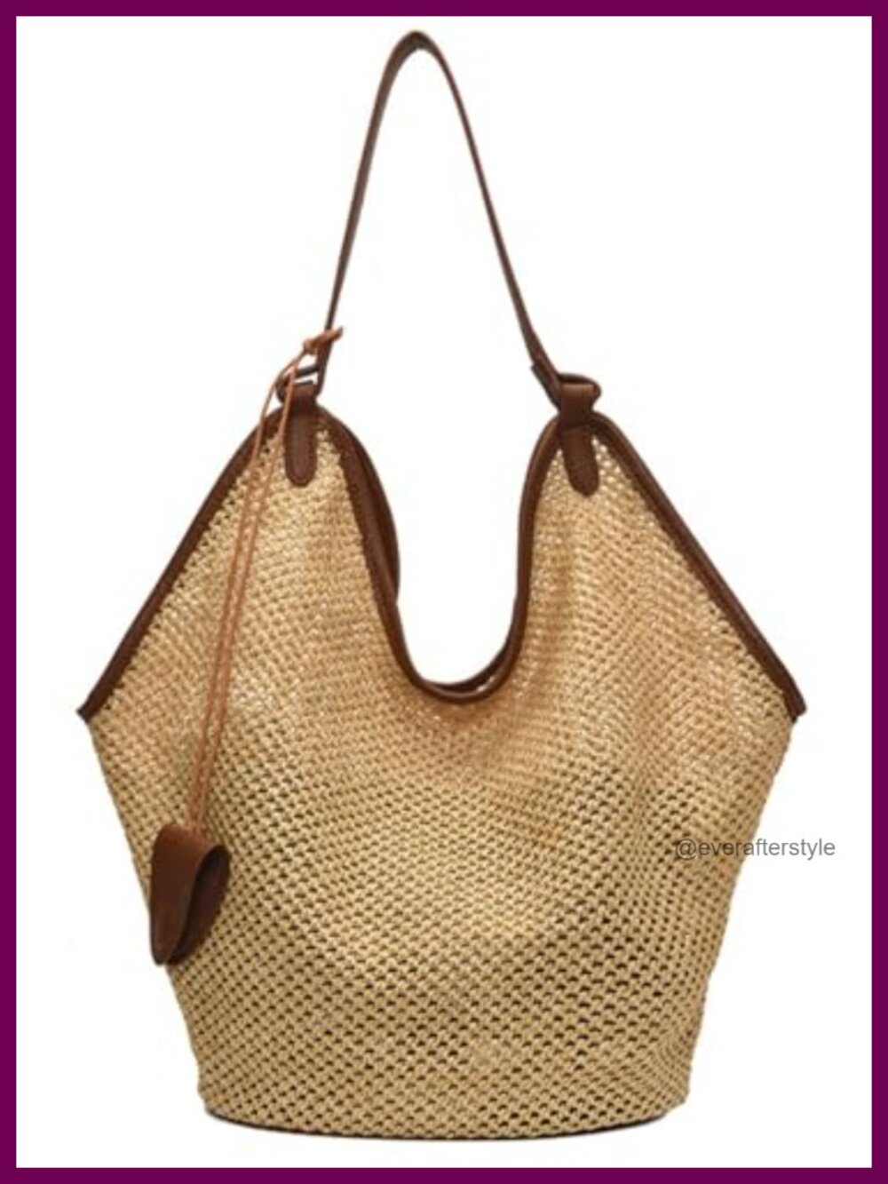 Woven Straw Hobo Bag Mesh Shoulder Bag with Coin Purse Summer Beach Tote